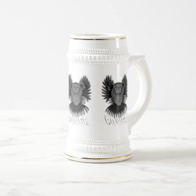 Power Black and White Beer Stein (Front Right)