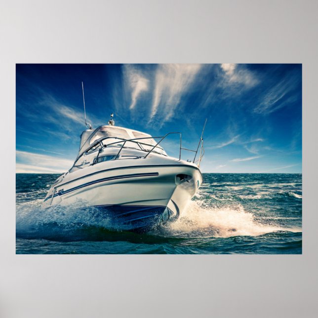 Power Boat Coming Into Chichester Harbor Poster (Front)
