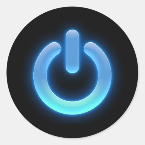 Power Button Blue Classic Round Sticker