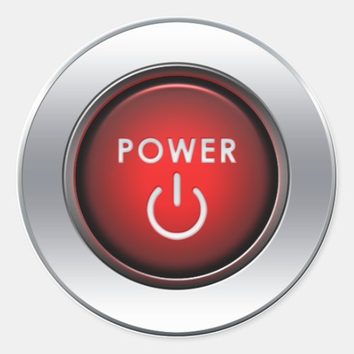 Power Button Classic Round Sticker