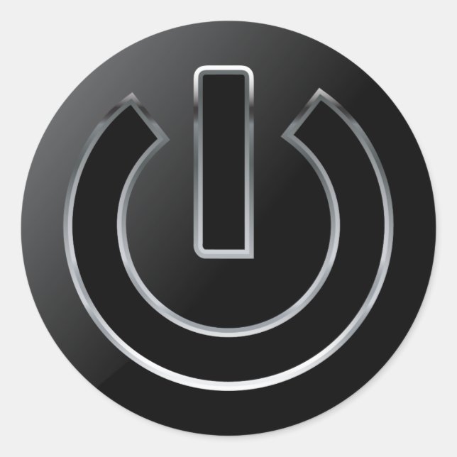 POWER Button  Classic Round Sticker, Glossy, Small Classic Round Sticker (Front)