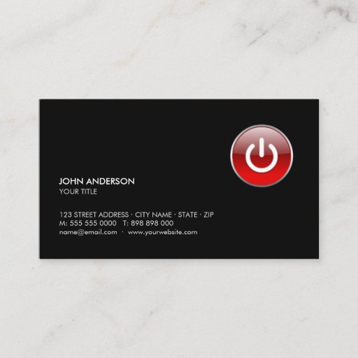 Customizable Power Button Hi-Tech business card