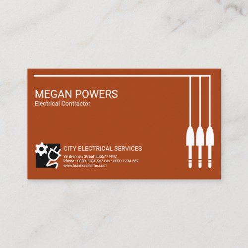 Power Cables Connection Border Frame Electrician Business Card