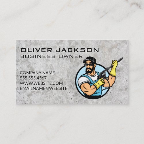 Power Cleaning Logo  Concrete Background Business Card