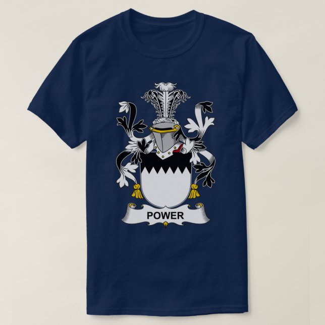 Power Coat of Arms Family Crest  T-Shirt (Design Front)