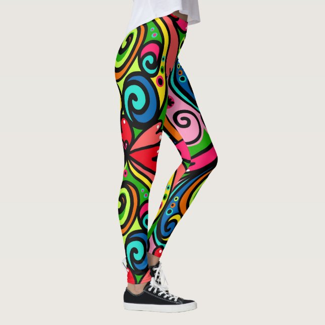Power Colors Abstract Pattern Super Fun Women's Le Leggings (Right)