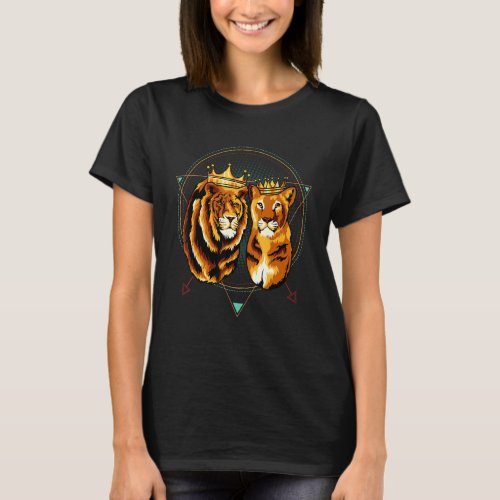 Power Couple Lion Lioness King  Queen Family Roya T_Shirt