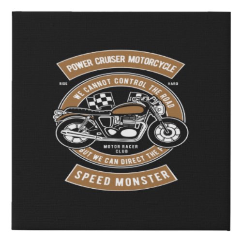 power cruiser motorcycle speed monster faux canvas print