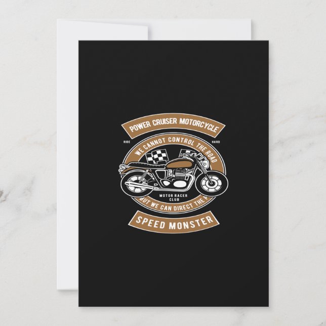 power cruiser motorcycle speed monster invitation (Front)