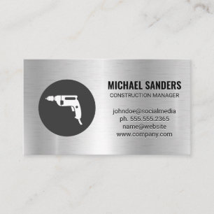 Power Drill Metallic Background Business Card