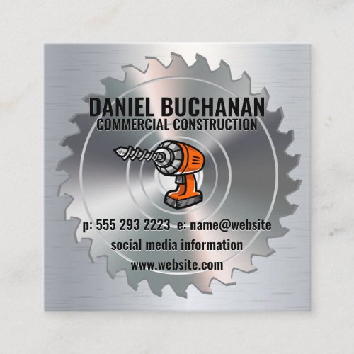 Power Drill  Metallic Brush  Circular Saw Square Business Card