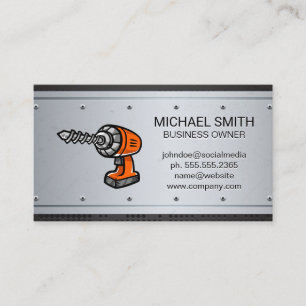 Power Drill Metallic Metal Rivets Business Card