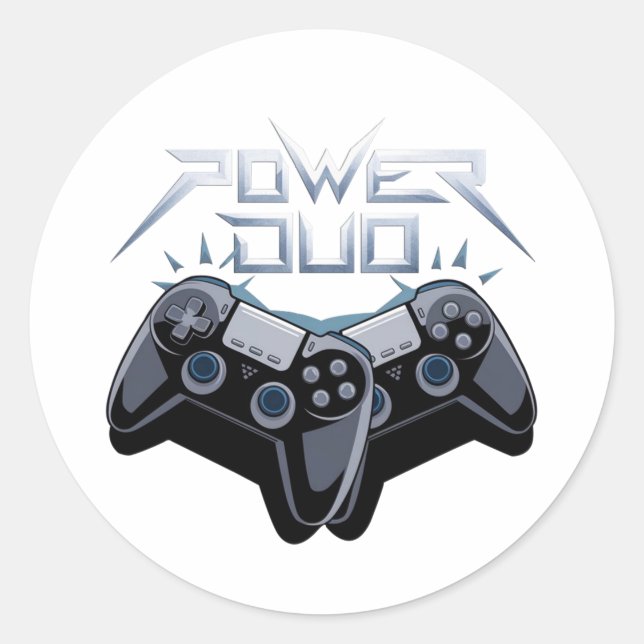 Power Duo Sleek Gray Gaming Sticker (Front)