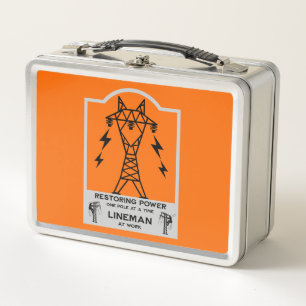 Power Electrical Lineman Gift Metal Lunch Box