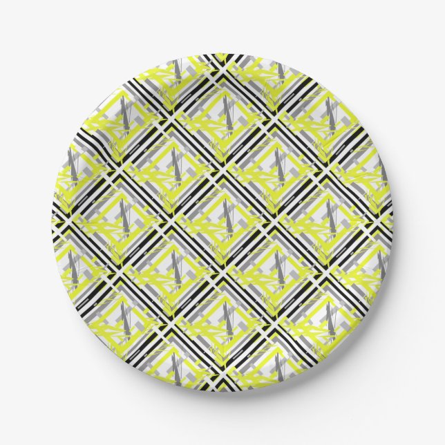 Power Energy Abstract Art Paper Plates (Front)