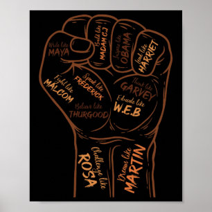 Power Fist Hand Inspiring Black Leaders Black Hist Poster