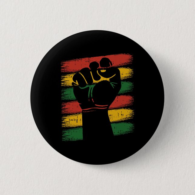 Power Fist Juneteenth Cool Melanin Pride African A Button (Front)