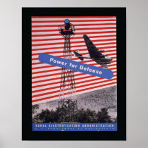 “Power for Defense” Vintage WPA Print 11x14