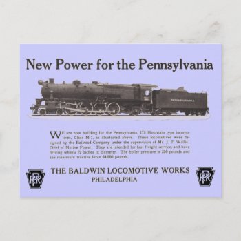 Power For The Pennsylvania Railroad 1926 Postcards by stanrail at Zazzle