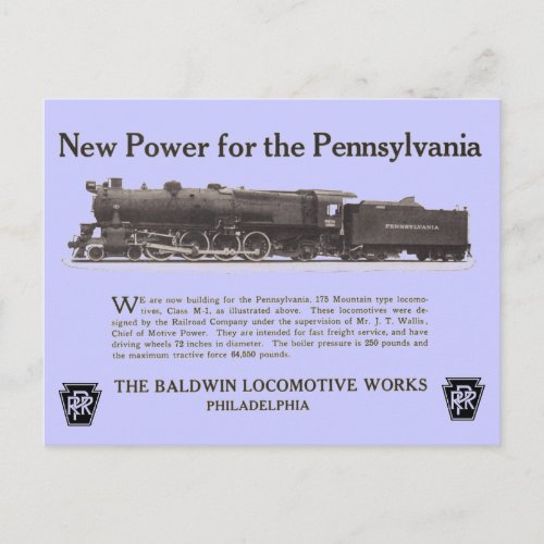 Power For The Pennsylvania Railroad 1926 Postcards