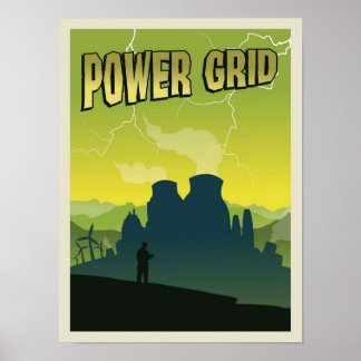 Power Grid Board Game Minimalist Travel Style Gam Poster