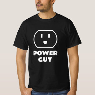 Power Guy socket t shirt. Fun tee for electricians