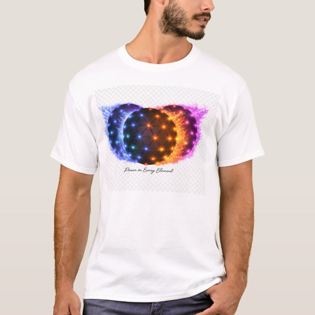 Power in Every Element | Fire & Ice Energy Sphere  T-Shirt (Front)