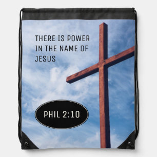 POWER IN NAME OF JESUS   Phil 2:10   Christian Drawstring Bag