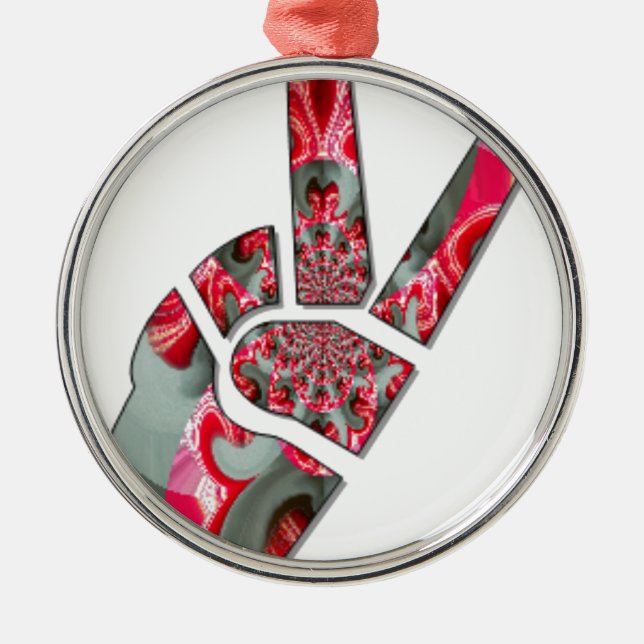 Power in the Palm: The Two-Finger Salute Metal Ornament (Front)
