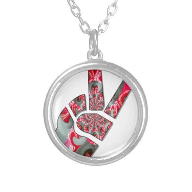  Power in the Palm: The Two-Finger Salute Silver Plated Necklace (Front)