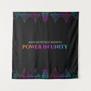 Power in Unity: AAPI Heritage Neon Art Collection Tapestry