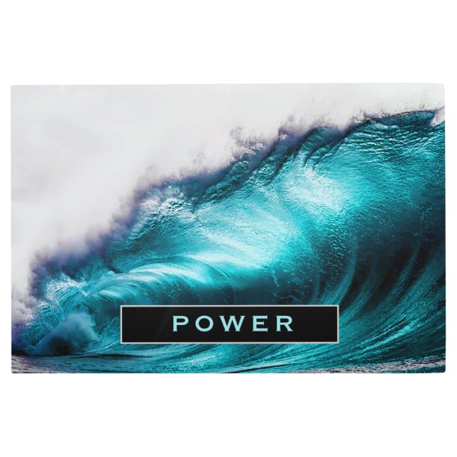 Power Inspirational Word Ocean Wave Photograph Metal Print (Front)
