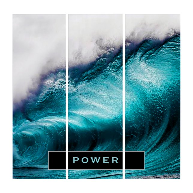 Power Inspirational Word Ocean Wave Photograph Triptych (Front)