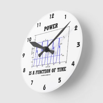 Power Is A Function Of Time (Physics) Round Clock | Zazzle