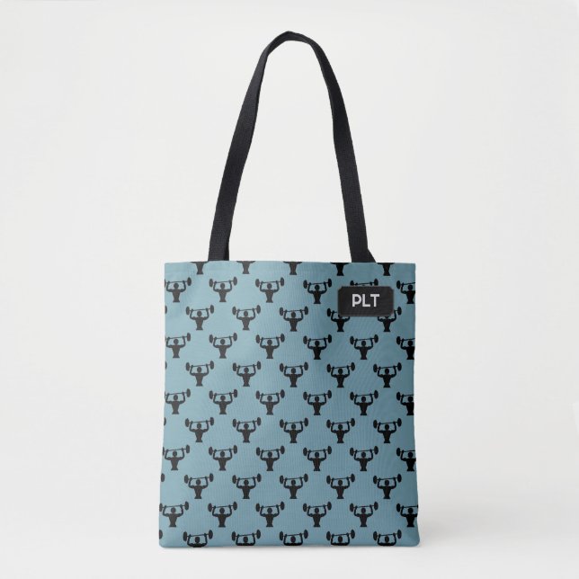 Power Lifting for weightlifters with your intials Tote Bag (Front)