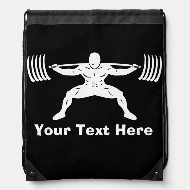 "POWER LIFTING" Power Squat Logo - Customizable Drawstring Bag (Front)