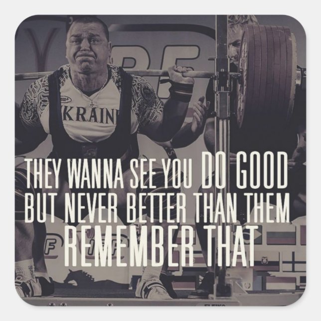 "Power lifting" Squat Motivational Square Sticker (Front)