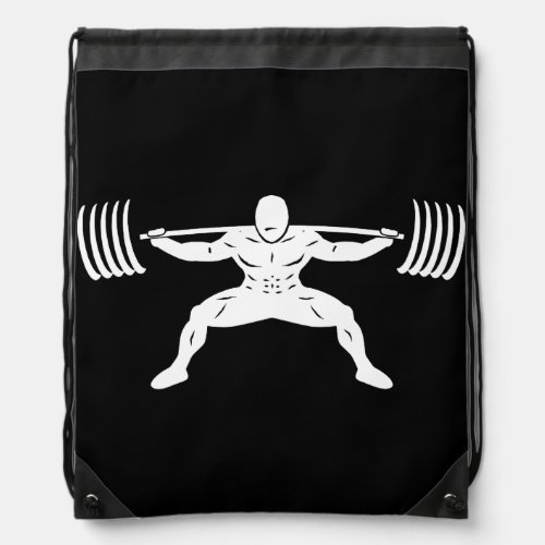 POWER LIFTING Sumo Power Squat Illustration Drawstring Bag