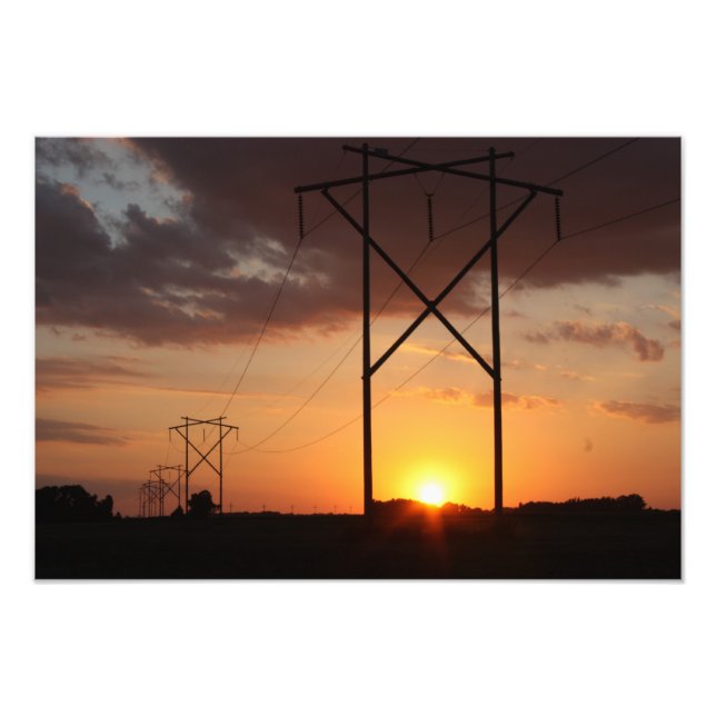 Power Line Sunset Photo Print (Front)