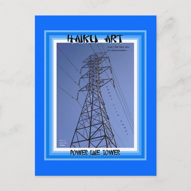 Power Line Tower Haiku Art Collectible Postcard (Front)