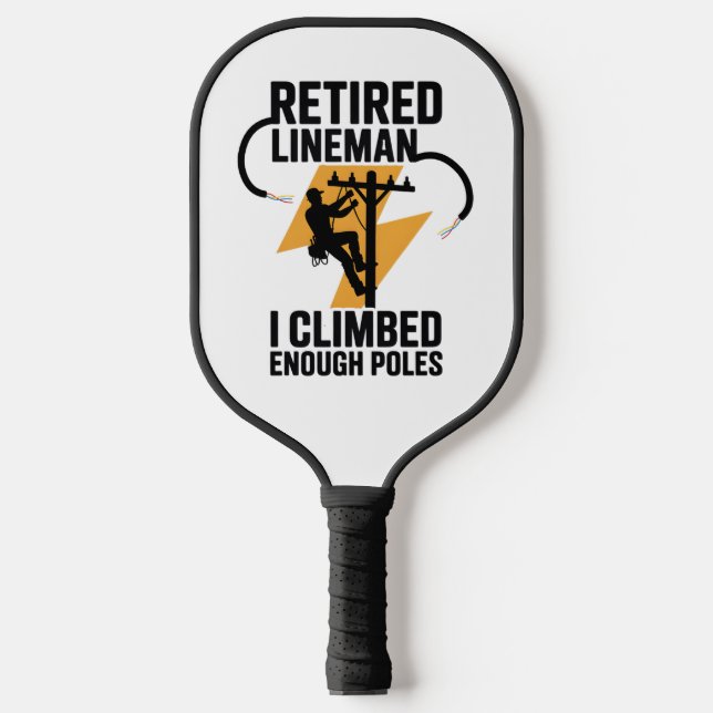 Power Line Worker Black Gold Lightning Graphic Carbon Fiber Pickleball Paddle (Front)