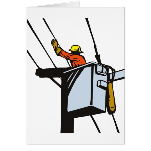 Power Lineman Electrician Electric Worker Cards (Front)
