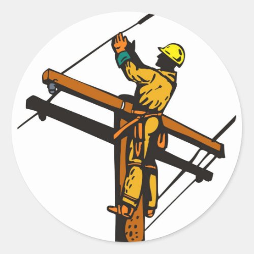 Power Lineman Electrician Electric Worker Classic Round Sticker