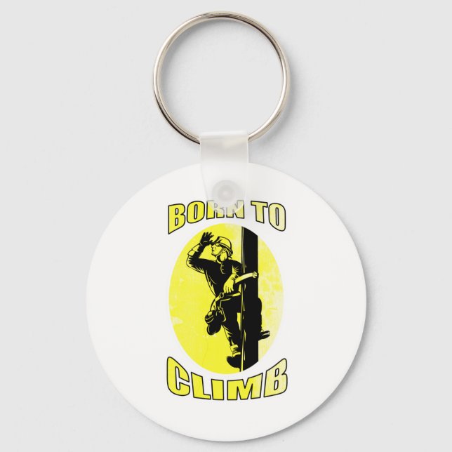 power lineman electrician repairman pole retro keychain (Front)