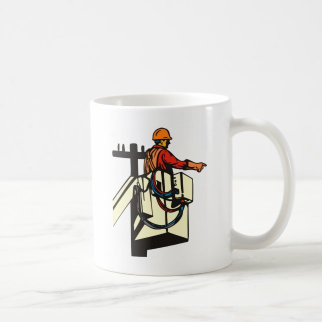 Power Lineman Electrician Worker Coffee Mug (Right)