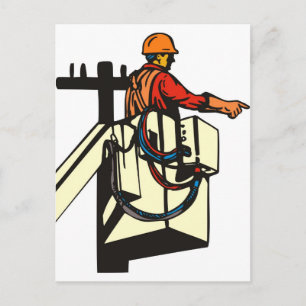 Power Lineman Electrician Worker Postcard
