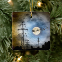 Power Lines, Santa and Full Moon Christmas