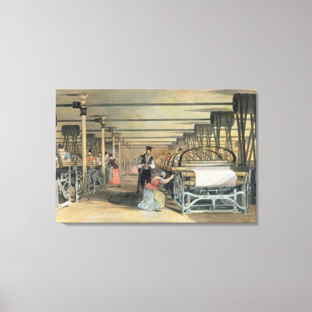 Power loom weaving, 1834 canvas print (Front)