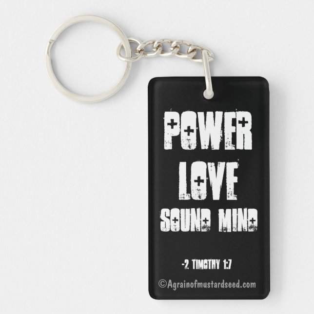 Power Love Sound Mind Bible Quote Keychain (Front)