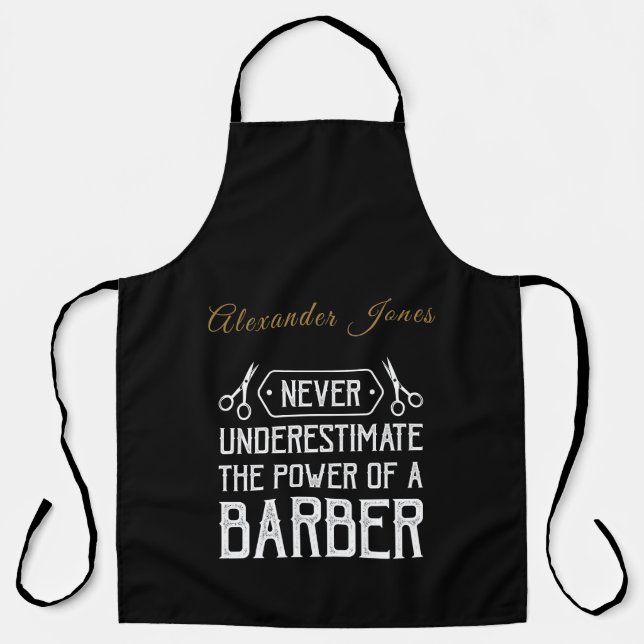 Power of a Barber Personalize Apron (Front)